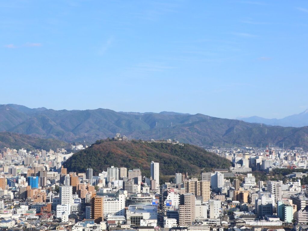 Matsuyama Castle, perched atop a forested hill in the middle of the city of Matsuyama, still dominates its skyline.